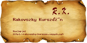 Rakovszky Kurszán névjegykártya